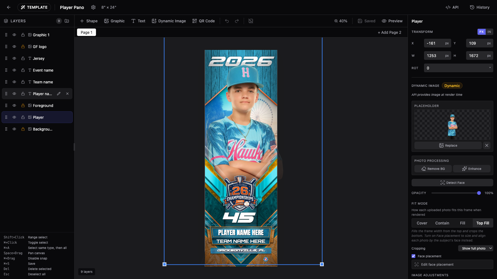 A photo being uploaded into a design's photo slot in the editor