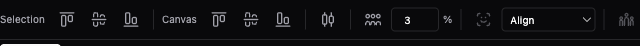 The alignment toolbar showing Selection and Canvas alignment groups, the Distribute button, and Team Distribute controls